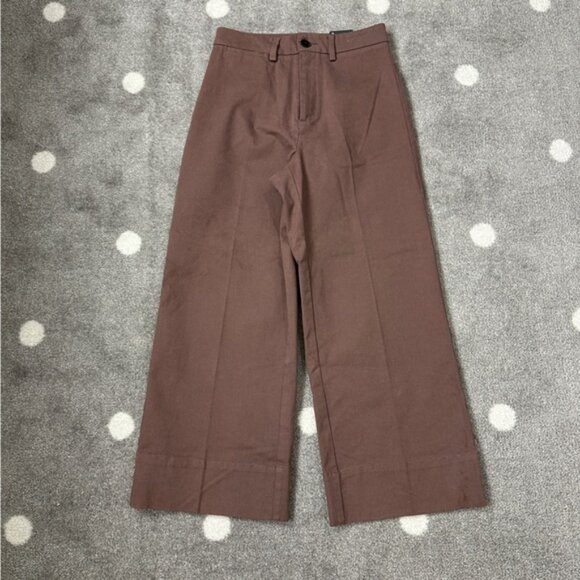 NWT Frank And Oak Josephine Cropped Pant, Brown, Wide Leg - Picture 9 of 11